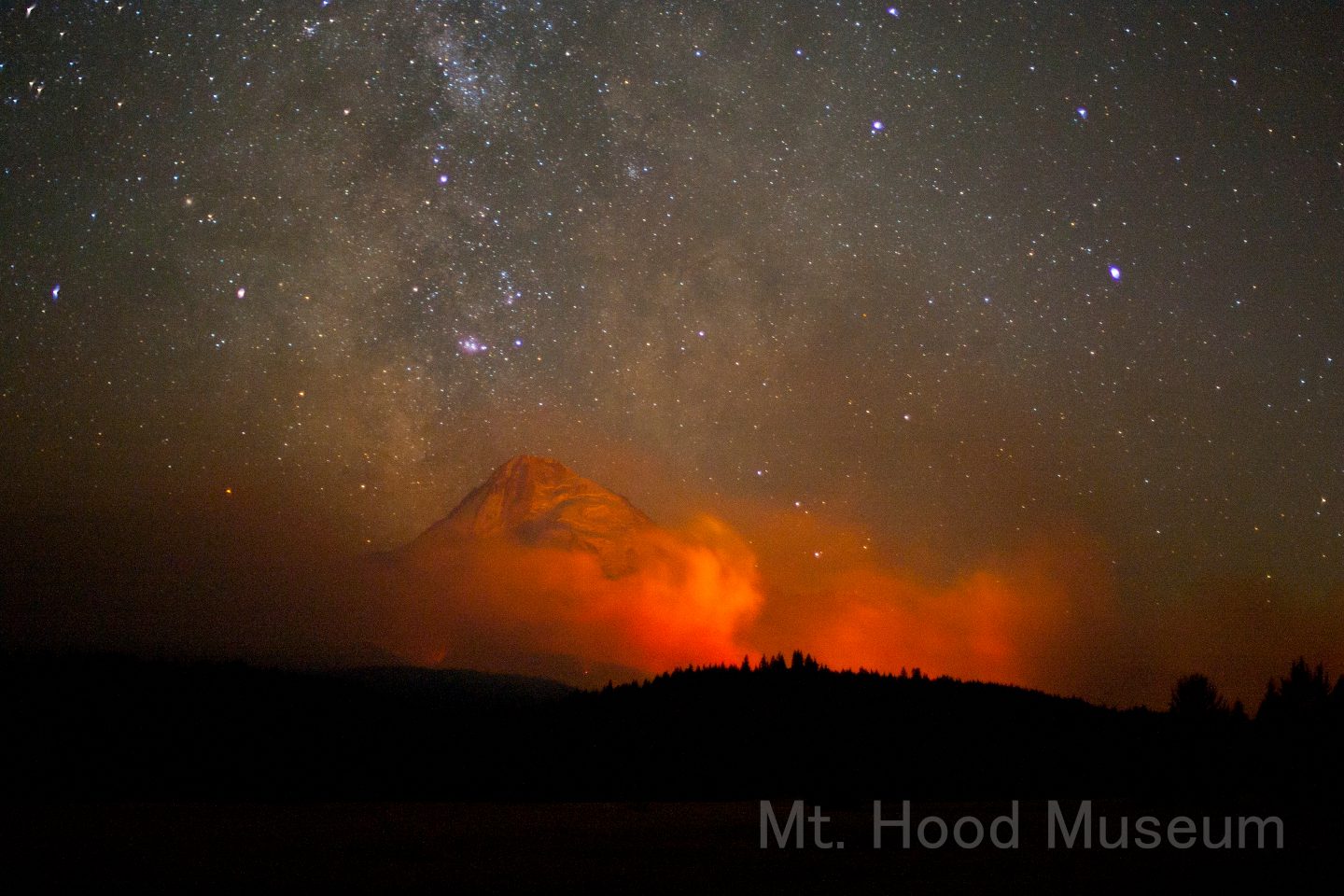 Night Sky over Forest Fire